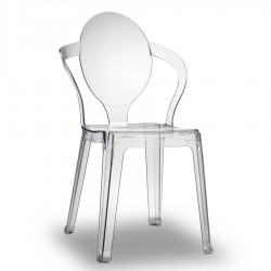 Sedia in policarbonato riciclabile trasparente impilabile SPOON