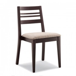 Sedia NICOLAS impilabile in legno con sedile imbottito/massello