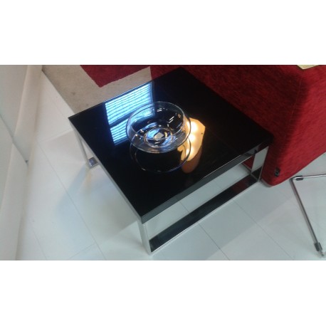 Tavolino quadrato nero lucido con gambe alluminio 60x60